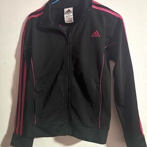 Adidas Black Jacket with Pink Stripes and pant